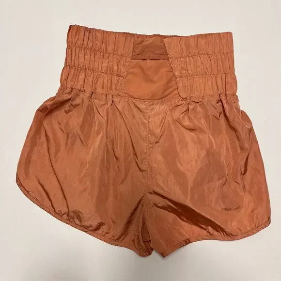 FP Movement Way Home Run Shorts Brushed Apricot Copper Logo Smocked Waist XS - Picture 5 of 7